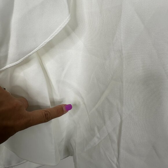 FLAW - Mac Duggal Asymmetrical Ruffle Mini Cocktail Dress  Mac White 10 #A0194 - Picture 7 of 12